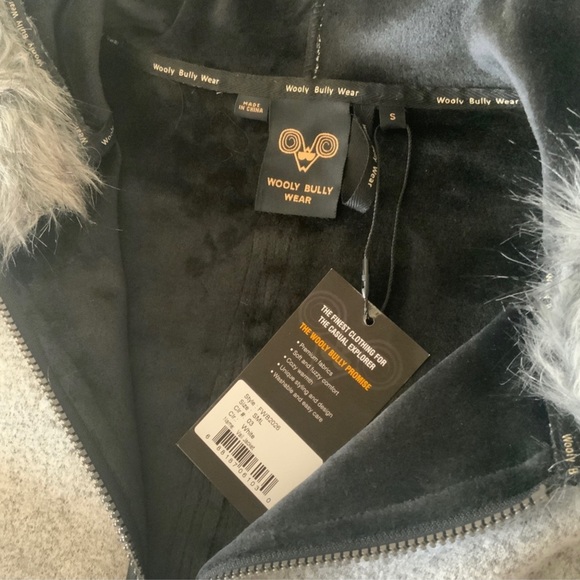 Wooly Bully Wear Vail Gray Black Trim Velvet Fleece Lined Jacket Size Small BNWT - Picture 8 of 11